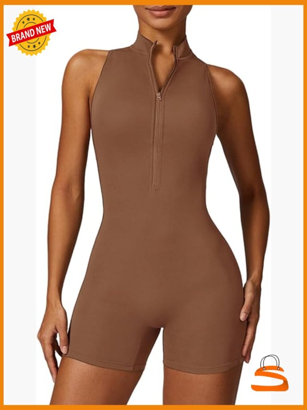 Sleeveless Backless Workout Jumpsuit One Piece Bodysuit Tummy Control Scrunch
